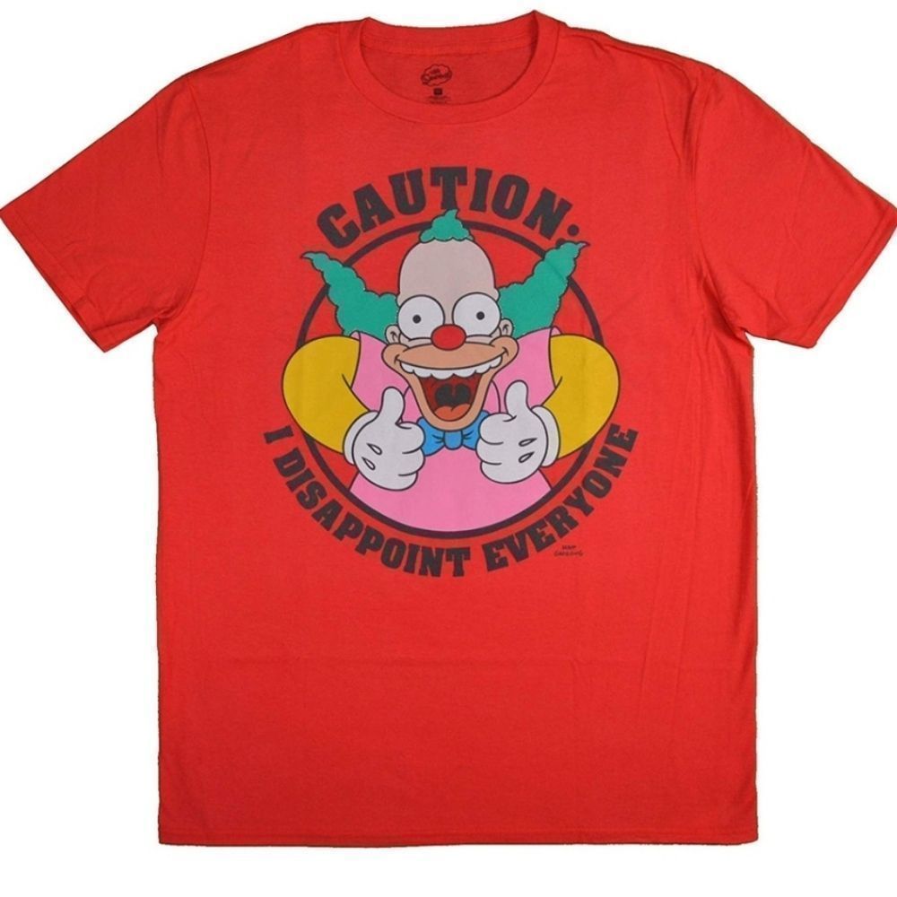 The‎ Krusty The Clown Caution "I Disappoint Everyone" Vintage T-Shirt XL